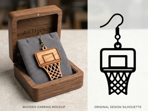 Basketball Hoop Earring Laser Cut Design: Sporty Jewelry Files