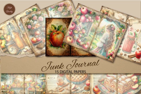 Capturing Orchard Charm: The Apple Watercolor Junk Journal Paper Collection