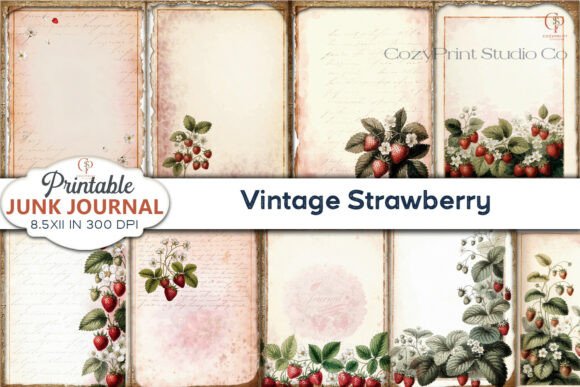 Charming Vintage Strawberry Junk Journal Pages for Your Next Project