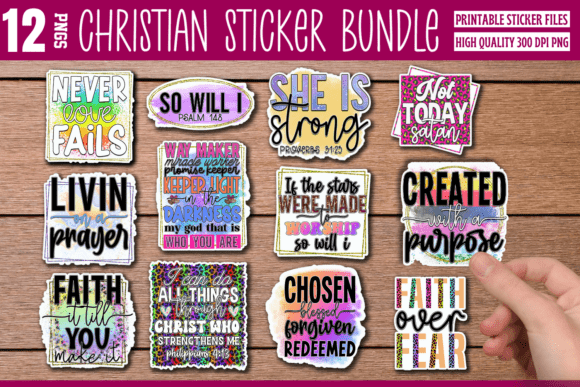 Christian Sticker Bundle: Faith-Based Digital Assets for Creative Projects