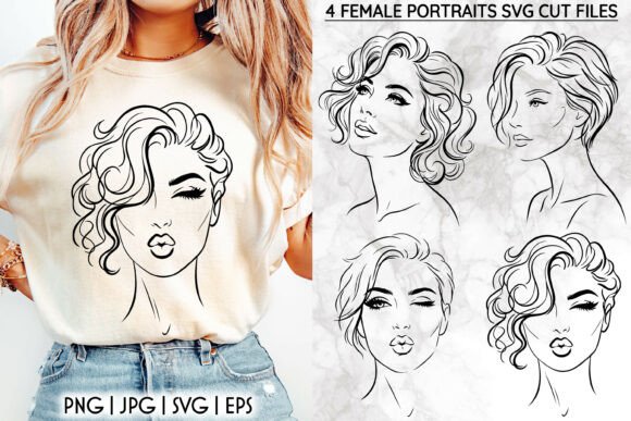 Elevate Your Projects with Female Portrait SVG, Woman Face Line Art