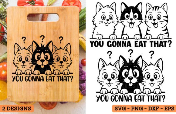 Funny Kitchen Cat Cutting Board SVG PNG