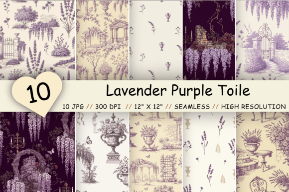 Lavender Purple Toile Digital Paper: A Designer's Floral Asset