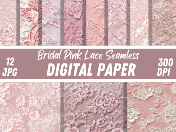 Luxury Bridal Rose Pink Laces Patterns: Digital Elegance for Every Project