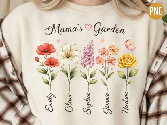 Mama's Garden Birth Flower PNG T-shirt: Beyond a Simple Graphic