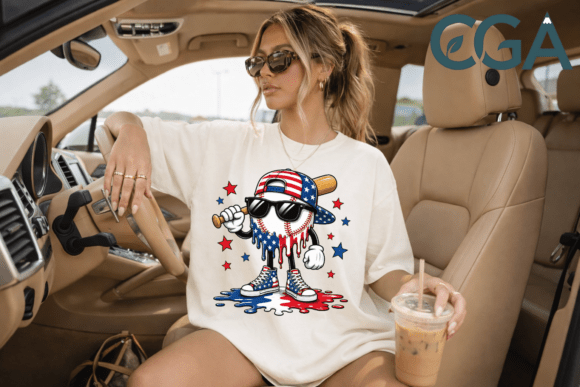 Patriotic Baseball Bleach Drip PNG: A Home Run for Your Summer Designs