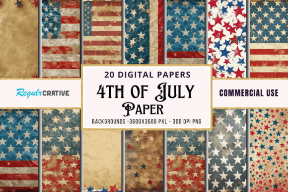 Patriotic Texture: The 4th of July Digital Paper Bundle