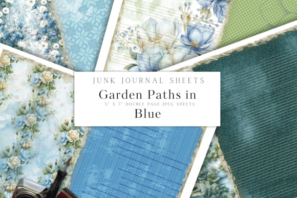 Printable Vintage Floral Journal Sheets: A Garden in Blue
