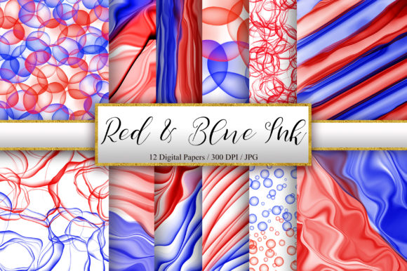 Red and Blue Abstract Ink Background: A Bold Canvas for Modern Design