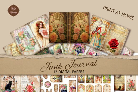 Roses Junk Journal Paper Backgrounds: A Vintage Touch for Your Projects