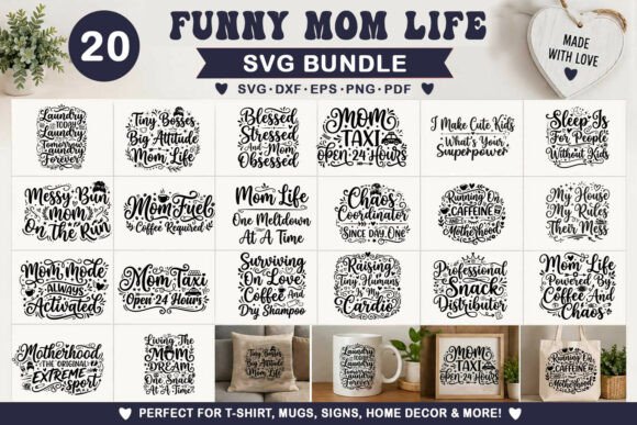 Trendy Funny Mom Life Quotes SVG Bundle: Your Creative Toolkit