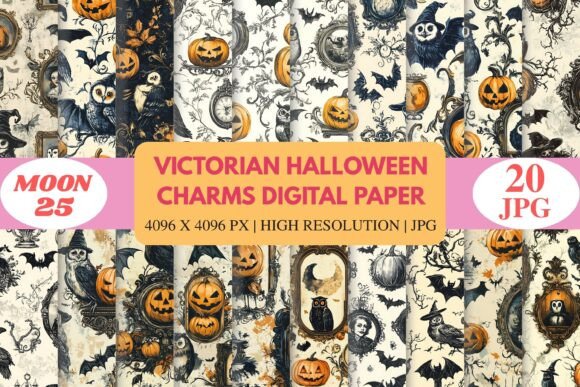 Victorian Halloween Charms Paper: A Gothic Design Toolkit