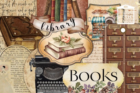 Vintage Book Lover Ephemera: A Designer's Toolkit