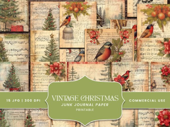 Vintage Christmas Junk Journal Paper: A Designer's Festive Asset